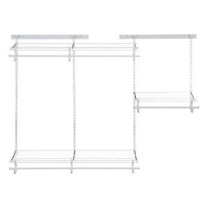 Closetmaid 4' - 6' Adjustable ShelfTrack Closet Organizer Kit w/Hang Track, Standards, Shelf Brackets, Closet Rods Support & SuperSlide Shelves, White - 1 of 4