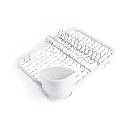 White Metal In-Sink Dish Rack with Utensil Cup