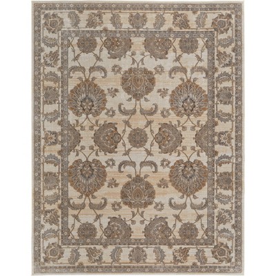 Celene Traditional Bordered Tan/Ivory/Brown Area Rug