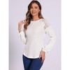 INSPIRE CHIC Women's Lace Trim Crew Neck Button Decor Long Sleeve Knit Sweater Top - 2 of 4