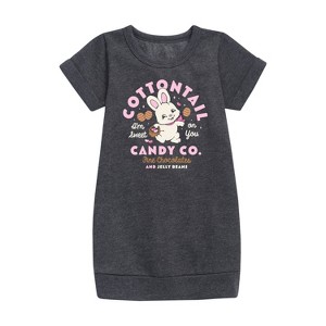 - Instant Message - Cottontail Candy Co. Graphic Short Sleeve Fleece Dress - 1 of 4