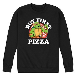 Men's - Teenage Mutant Ninja Turtles - But First Pizza Graphic Fleece Sweatshirt - 1 of 4