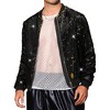 Lars Amadeus Men's Zip Up Party Disco Metallic Shiny Sequin Varsity Jackets - 2 of 4