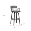 HomeRoots 30" Gray And Black Faux Leather Swivel Low Back Bar Height Bar Chair - 3 of 4
