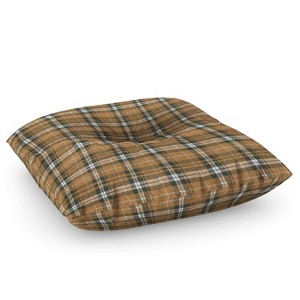 Little Arrow Design Co fall plaid brown olive Square Floor Pillow - Deny Desings - 1 of 4