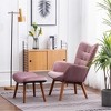 CAVINAS Silky Velvet Accent Chair with High Button-Tufted Backrest and Ottoman,Upholstered Living Room Chairs,Reading Chairs for Living Room - 2 of 4