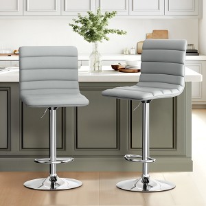 Dovelina Modern PU Leather Swivel Barstool Adjustable Bar Stool Set of 2 - 1 of 4
