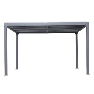Aoodor  Outdoor Aluminum Louvered Pergola Waterproof Gazebo Sun Shade Shelter with 2 Adjustable Rainproof Panels - 1 of 4