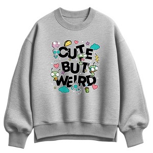 Women's Invader Zim Cute But Weird Gir Oversized Fleece Crew
