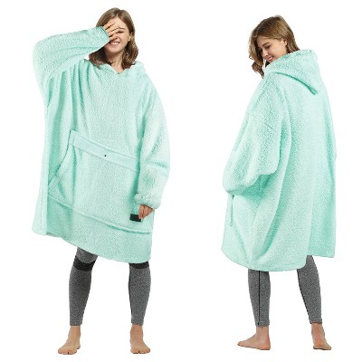 Tirrinia Fleece Blanket Hoodie Sweatshirt for Womens, Oversized Wearable Blanket Pullover with Hooded, One Size, Gift for Her