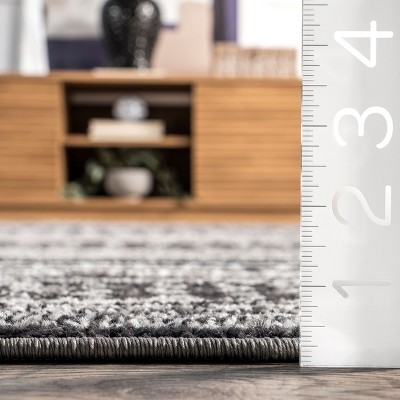 Reversible Dark Gray Synthetic Stripe Area Rug, 6' 7" x 9'