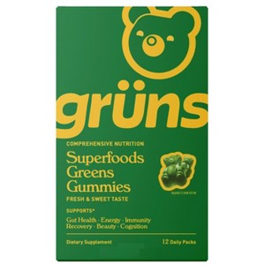 Grüns Adult Low Sugar Superfoods Greens Gummies - 96ct/12 Servings - 1 of 4