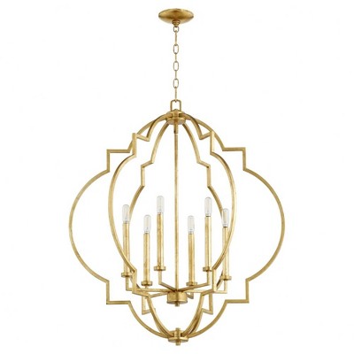Quorum Lighting Dublin 6-Light Pendant, Gold Leaf, 29.5W, 34H