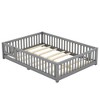 Gulches Full Size Bed Floor Bed with Safety Guardrails and Door for Kids, Gray - 3 of 4