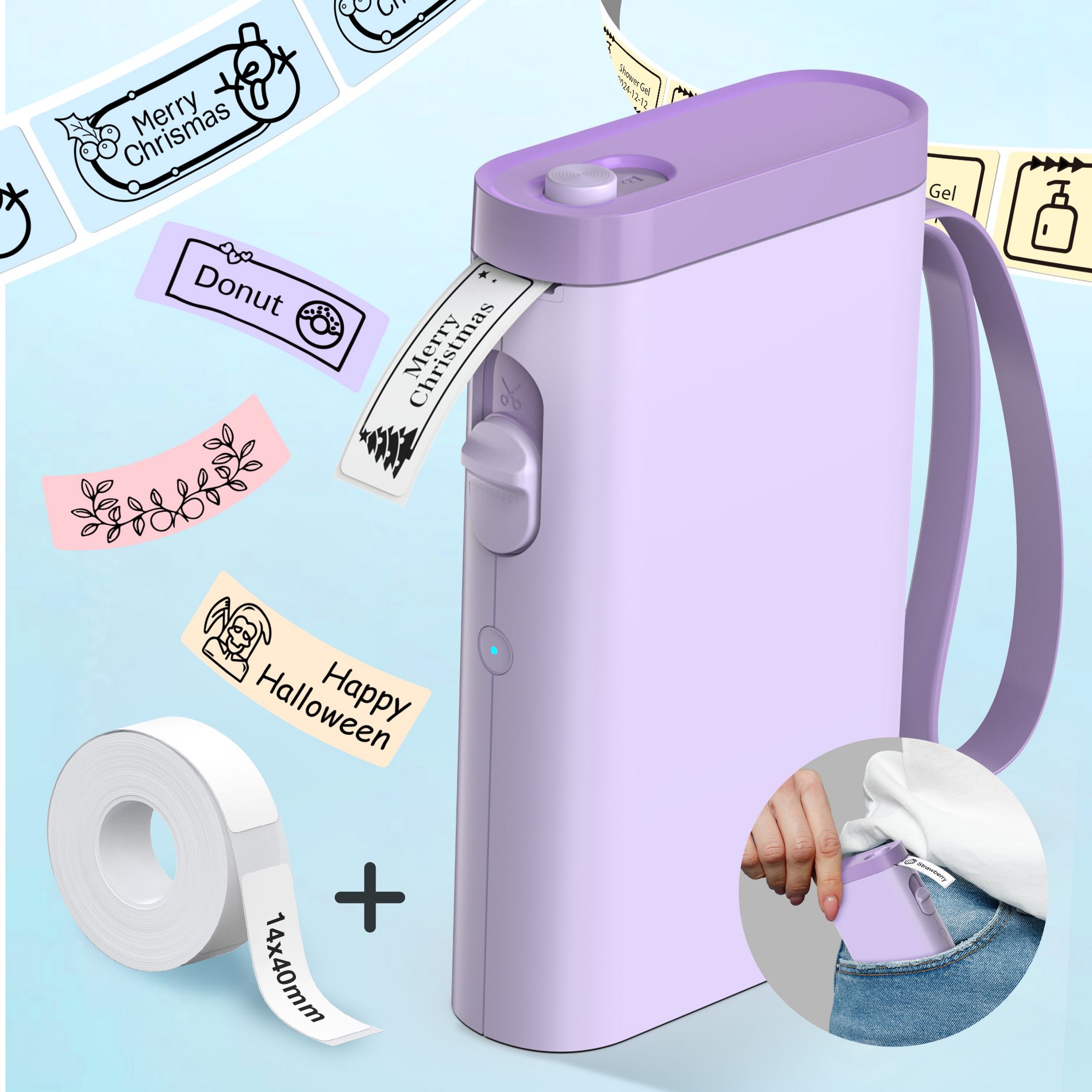 FLEXYVA Label Maker Machine with Tape, FLEXYVA P21 Portable Bluetooth Label Printer, Mini Label Makers with Multiple Templates for Office Home, Purple