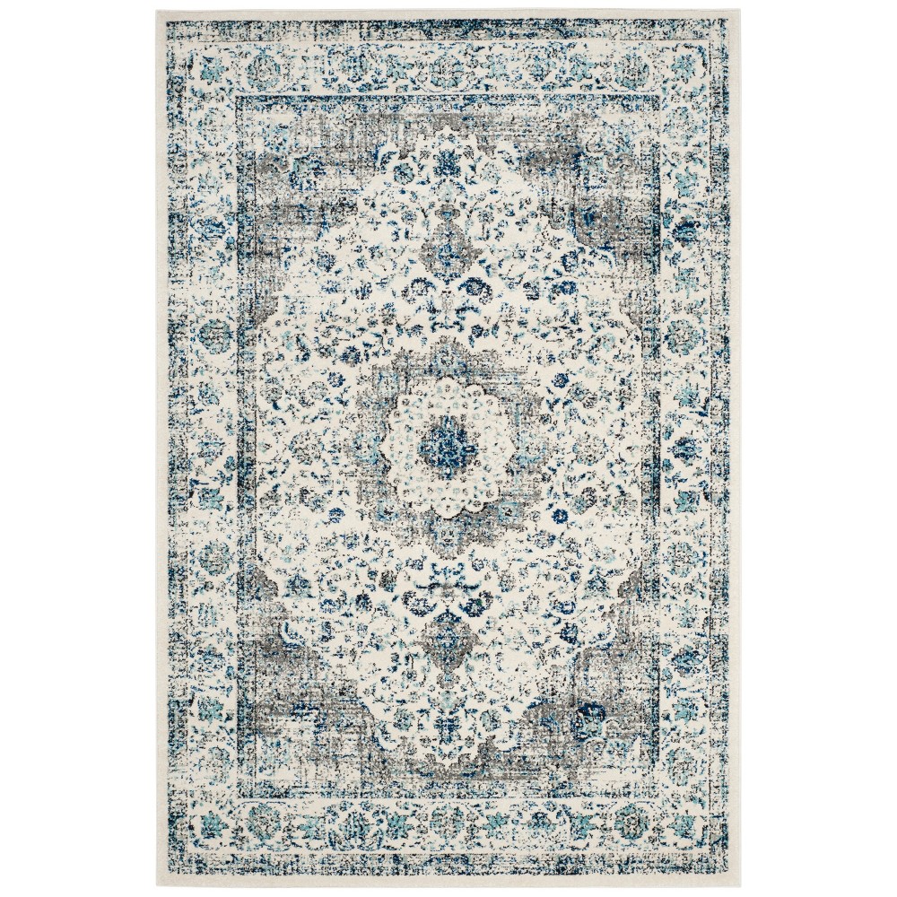 4'X6' Abstract Hooked Area Rug Gray/Ivory - Safavieh