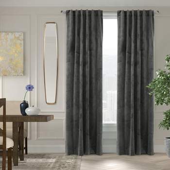 Thermalogic Seren Classic Velvet Room Darkening Dual Header Energy Efficient Curtain Panel Charcoal