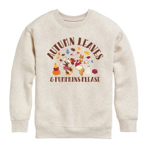 Boys' - Disney - Autumn Leaves And Pumpkins Please Graphic Long Sleeve Fleece Sweatshirt - 1 of 3