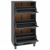 vidaXL Shoe Cabinet HAMAR Dark Gray 23.4 in.x13.8 in.x46.1 in. Solid Wood Pine - 4 of 4