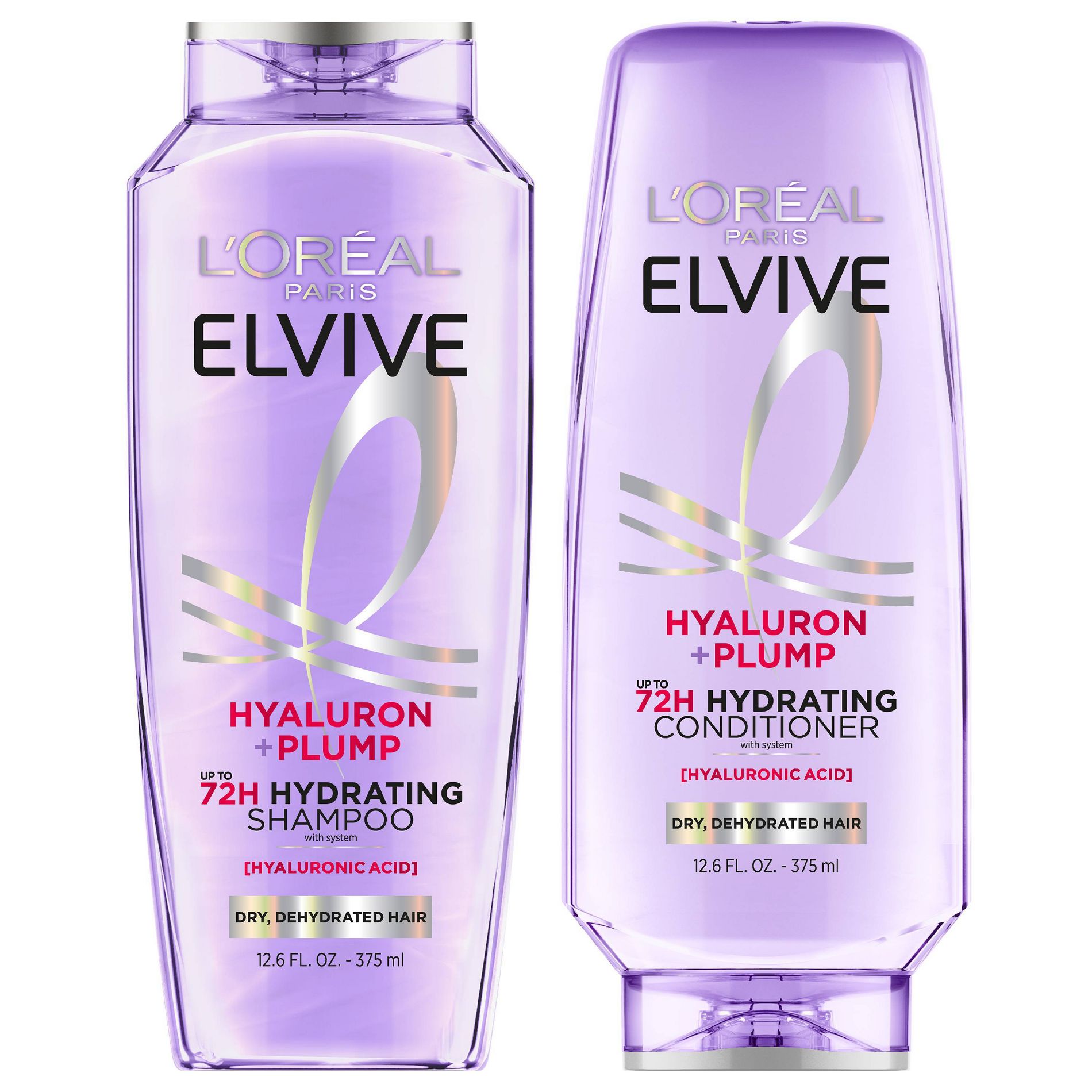 L'Oreal Paris Elvive Hyaluron Plump Shampoo & Conditioner Set - 25.2 fl oz: For Dry Hair, Paraben-Free, Deep Hydration