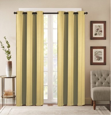 38" x 84" Solid Blackout Thermal Grommet Curtain Panels (Set of 2 Black)