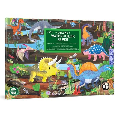eeBoo: Dinosaur Watercolor Pad - 16 Sheets, 85 lB Paper, 9.5 x 6.5" Book