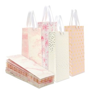 Sparkle and Bash 12 Pack Wine Bottle Gift Bags, 4 Designs (5 x 13.75 x 4 In) - 1 of 4