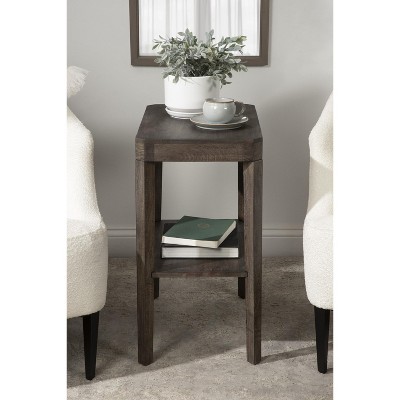 Handcrafted Graywash Mango Wood Two-Tier Side Table