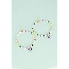 Slickblue Women's Drop Earrings, Pearl Evil Eye Beaded Hoops, Fashion Earrings, Festival Style, Gold Red/Blue, 4" - 2 of 3
