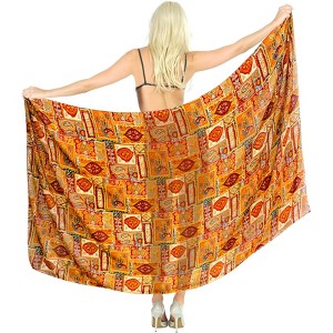 LA LEELA Women's Beachwear Summer Bikini Wrap Sarong Swim Cover Up Skirt Swimwear Swimsuit Beach Wraps Coverups for Women One Size Gold,Abstract - 1 of 4