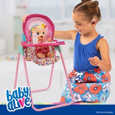 Baby Alive Pink and Rainbow Doll Highchair Set with Feeding Accessories