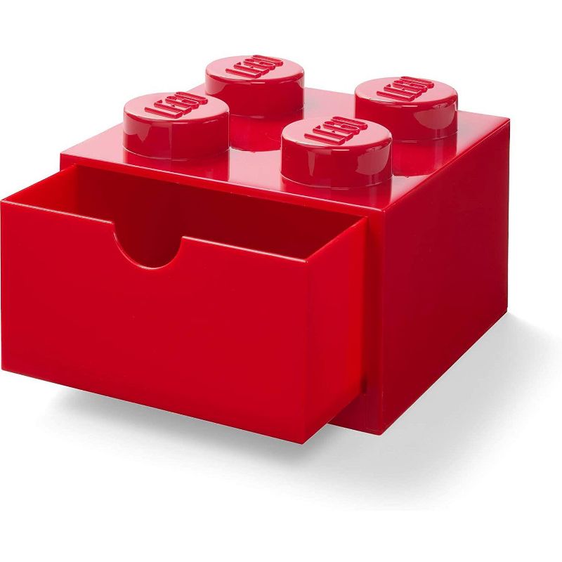 Room Copenhagen LEGO Desk Drawer 4 Knobs Stackable Storage Box | Red, 1 of 4