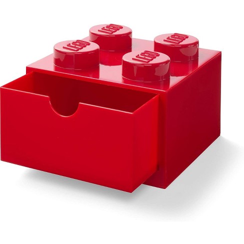 Room Copenhagen LEGO Desk Drawer 4 Knobs Stackable Storage Box | Red