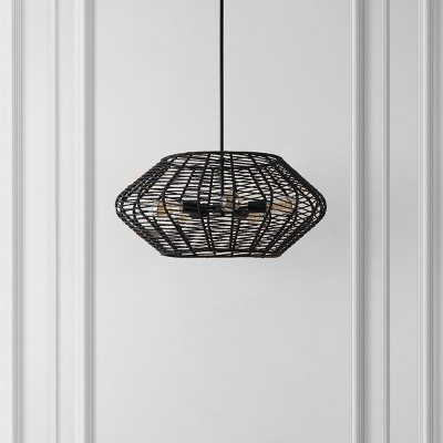 Briza Black Woven Paper and Iron 5-Light Pendant