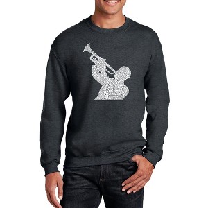 LA Pop Art Men's Word Art Crewneck Sweatshirt - ALL TIME JAZZ SONGS Grey Large - 1 of 4