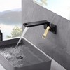 Sumerain Waterfall Brass Wall Mount Bathroom Sink Faucet, Vanities Faucets, Black and Gold - 3 of 4