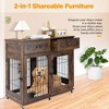 9.4" Dog Crate Furniture - 2-Drawer Kennel End Table w/Wheels, Anti-Chew for Small/Large Dogs - Rustic Brown - 2 of 4