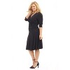 Rekucci Curvy Fit Plus Size Women's 3/4 Sleeve Tummy Control Dress – Flattering Surplice Neckline & Ruched Waist - 2 of 4
