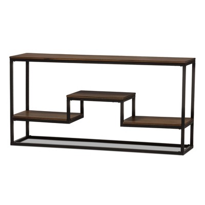 Doreen Rustic Industrial Style Antique Textured Finished Metal Distressed  Wood Console Table - Black - Baxton Studio : Target