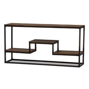 Doreen Rustic Industrial Style Antique Textured Finished Metal Distressed Wood Console Table - Black - Baxton Studio - 1 of 4