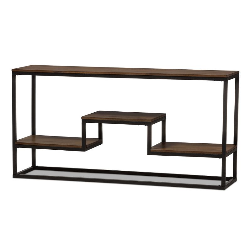 Doreen Rustic Industrial Style Antique Textured Finished Metal Distressed Wood Console Table - Black - Baxton Studio, 1 of 9