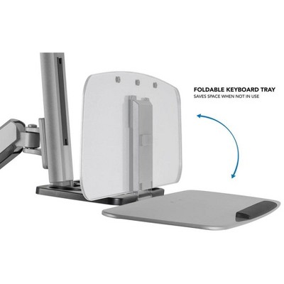 Adjustable Silver Standing Desk Converter with Dual Monitor Mount