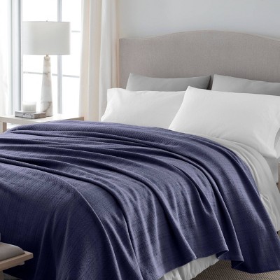 Indigo Blue King-Size Chevron Cotton Cozy Throw Blanket