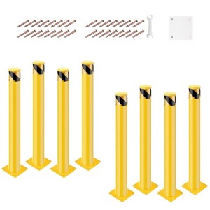 Safety Bollard Posts 36" Steel Pipe, 4.5" Dia, Powder-Coated Yellow Traffic Bollards with Anchor Bolts & Wrench, Driveway & Parking Barrier - 1 of 4