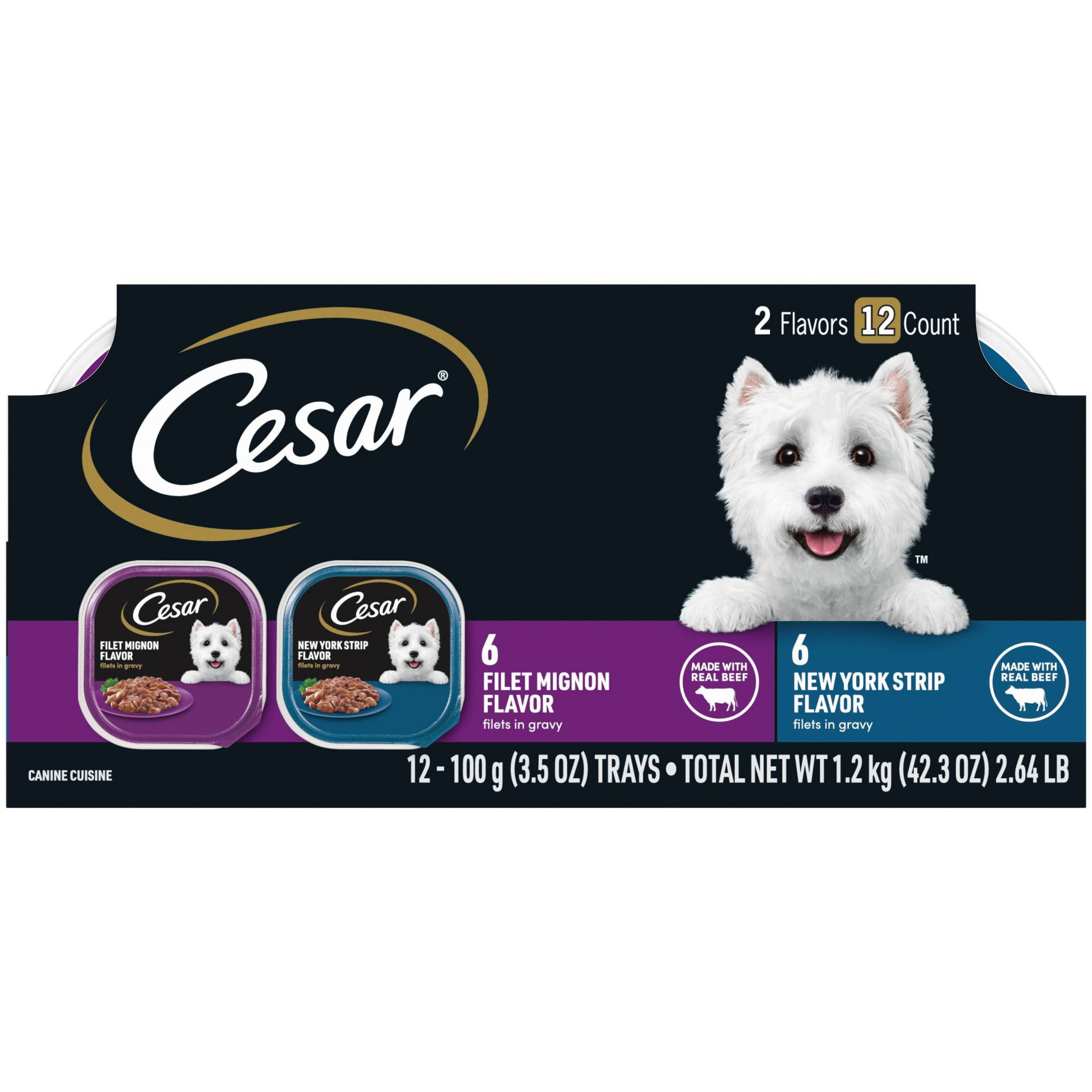 Cesar Filets in Gravy Variety Pack Small Breed Wet Dog Food - 3.5oz/12ct