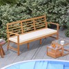 Tangkula 3-Seat Patio 64 Inch Wood Bench w/ Seat Cushion Slatted Seat & Backrest Outdoor - 2 of 4