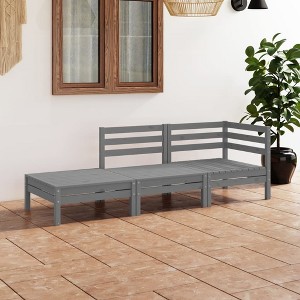 vidaXL 3 Piece Patio Lounge Set Gray Solid Pinewood - 1 of 4