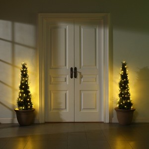 DR.Planzen Artificial Cedar Tree Artificial Cedar Topiary Trees with a pretty light strip  perfect for Christmas Home Decor set of 2 pack. - 1 of 4