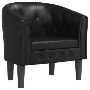 vidaXL Tub Chair Black Faux Leather Single Sturdy Round Accent Chair - 1 of 4