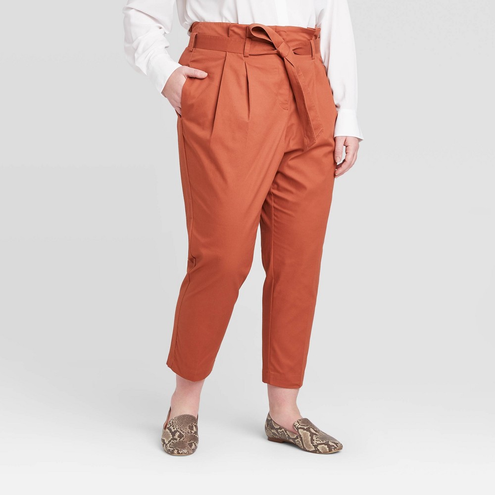 Women's Plus Size Mid-Rise Ankle Length Trouser - Prologue Rust 20W, Women's, Red was $34.99 now $24.49 (30.0% off)